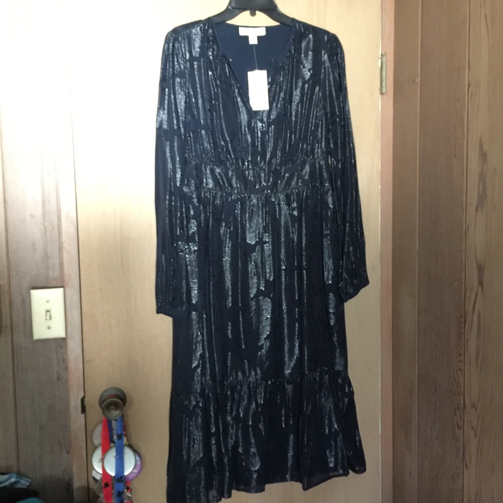 Michael Kors Navy and gold Paisley Dress Size 12